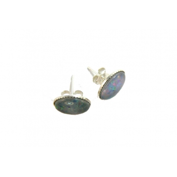 Opal Cabochon and Silver Stud Earrings Opal Cabochon and Silver Stud Earrings
